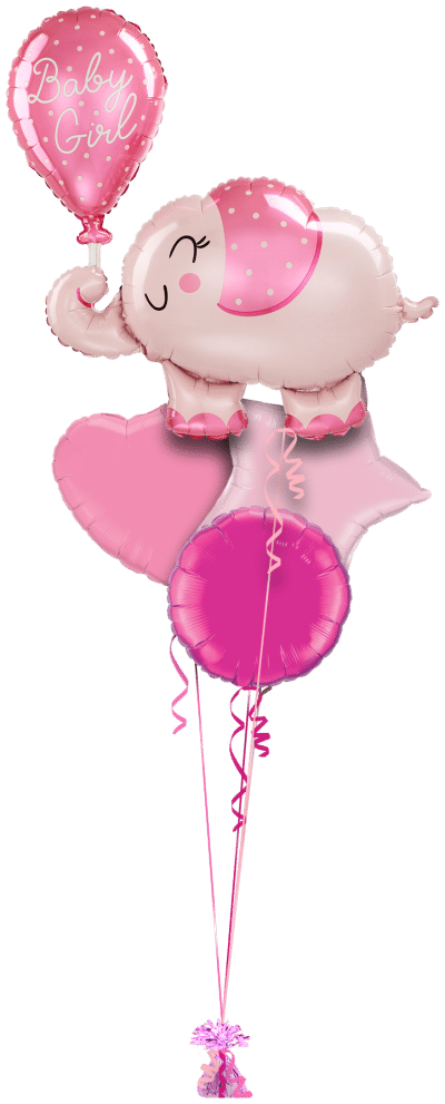 Baby Girl Elephant Balloon Bunch
