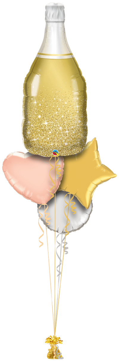 Gold Champagne Bottle Balloon Bunch