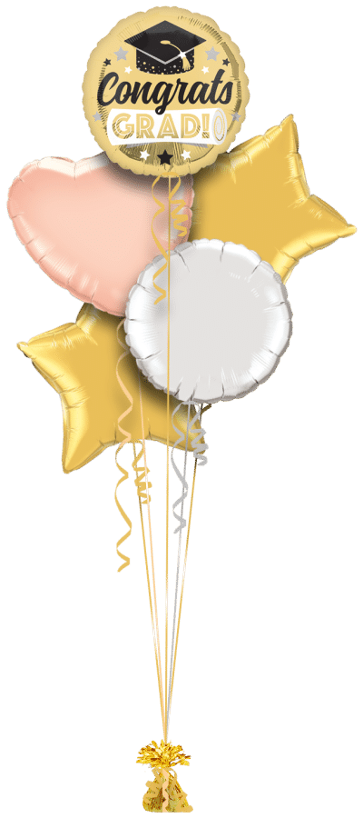 Gold Grad Congrats Balloon Bunch
