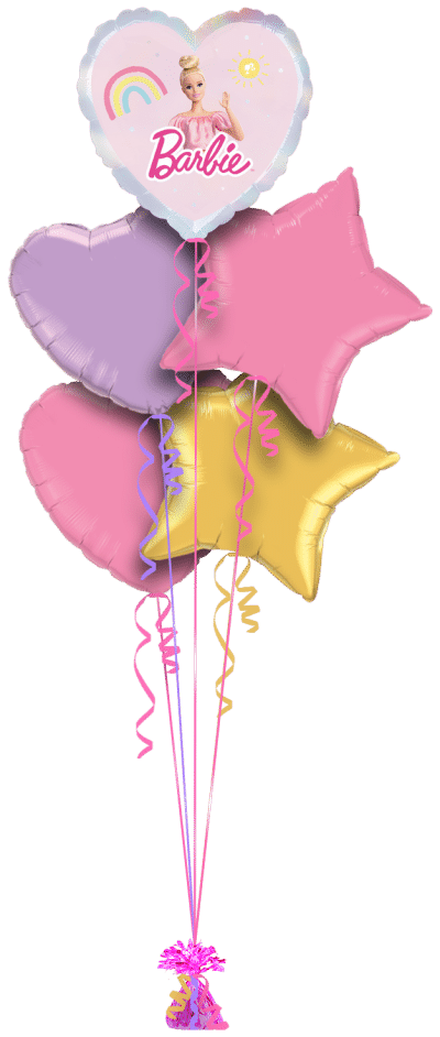Barbie Rainbow Heart Balloon Bunch
