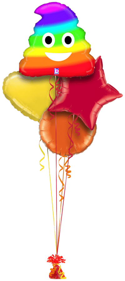 Rainbow Emoji Pooh Balloon Bunch
