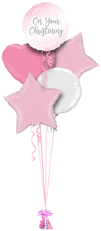 On Your Christening Pink Balloon Bunch
