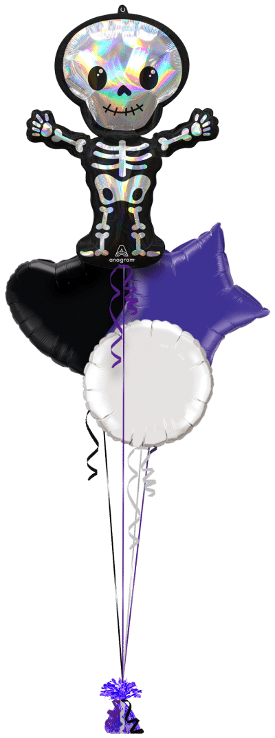 Iridescent Skeleton Balloon Bunch