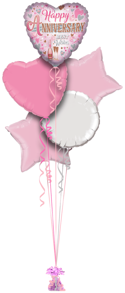 Happy Anniversary Best Wishes Heart Balloon Bunch