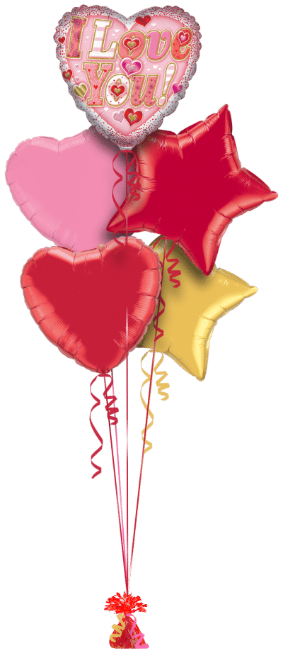 Love You Hearts Balloon Bunch