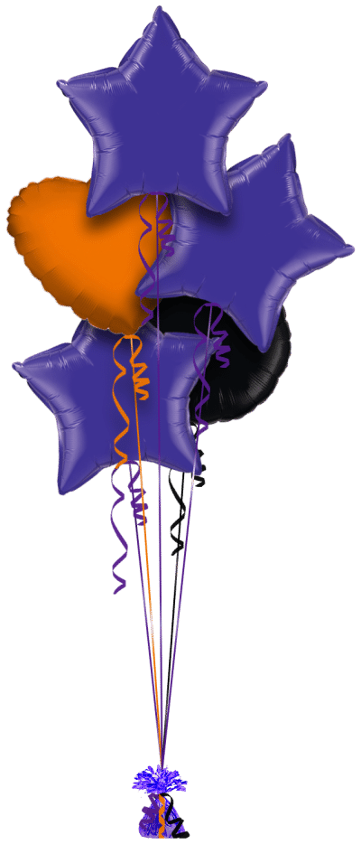 Purple, Orange and Black Balloon Bunch