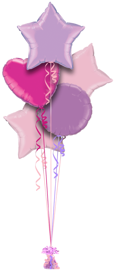 Lilac, Hot Pink and Pale Pink Balloon Bunch