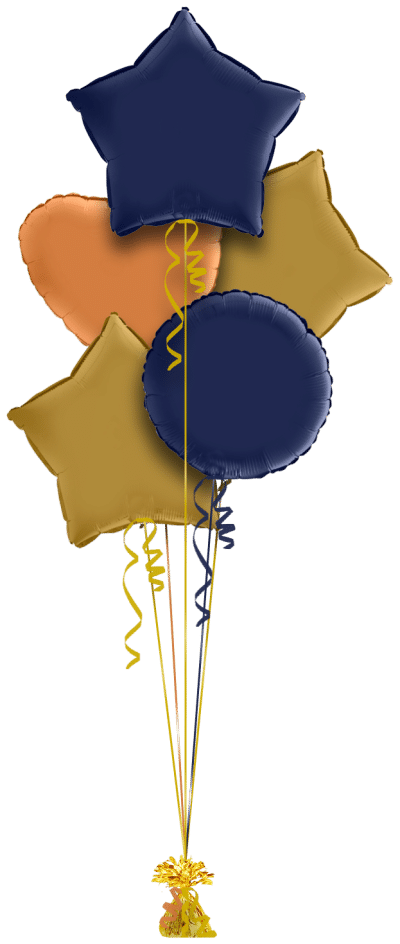 Navy,Gold and Caramel Balloon Bunch