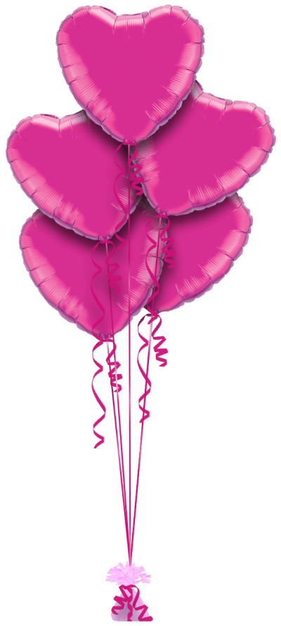 Hot Pink Heart Bouquet Balloon Bunch
