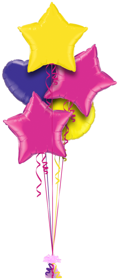 Yellow, Hot Pink and Purple Balloon Bunch