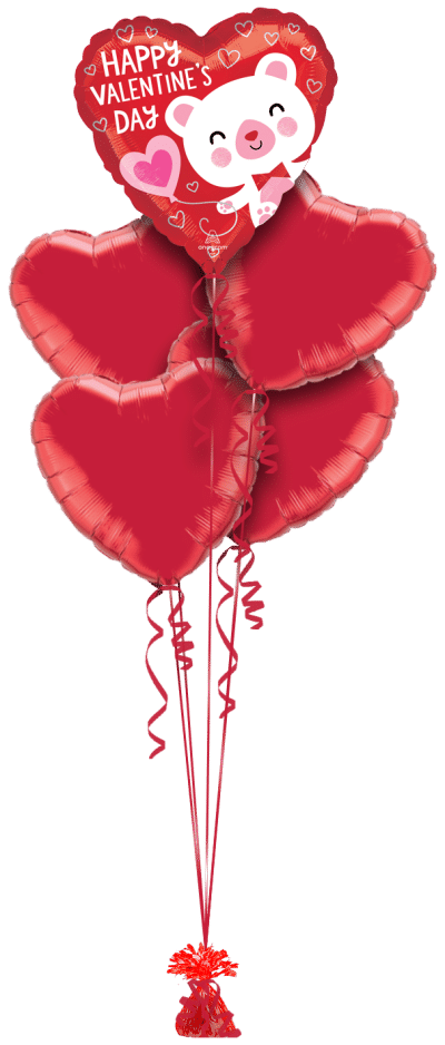 Happy Valentines Bear Balloon Bunch