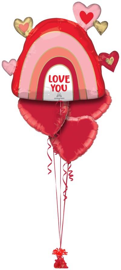 Love You Rainbow with Hearts Balloon Bunch