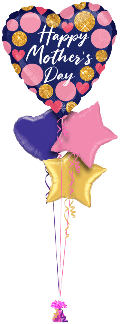 Mothers Day Giant Heart Balloon Bunch
