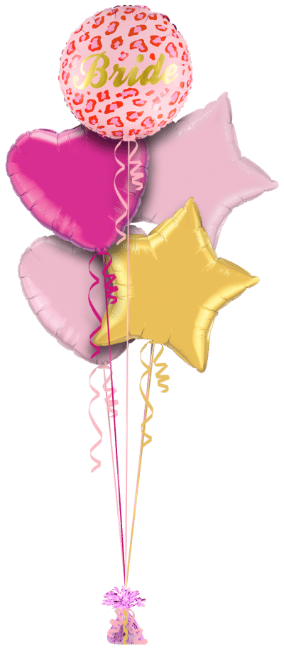Pink Leopard Print Bride Balloon Bunch