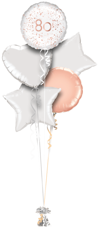 Rose Gold Sparkle 80th Balloon Bunch