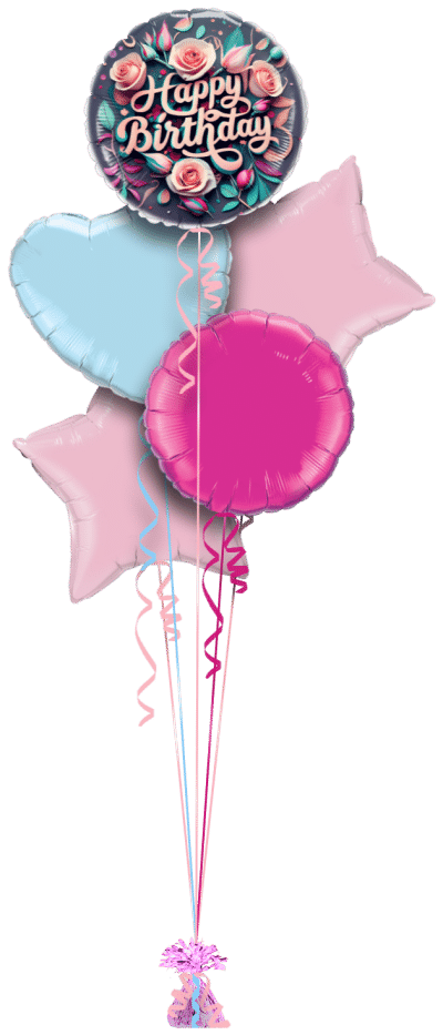 Birthday Roses Balloon Bunch