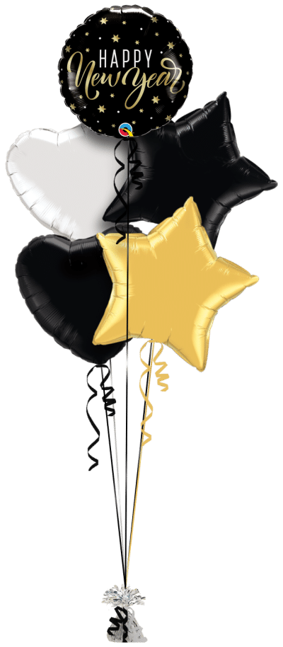 New Year Gold Stars Balloon Bunch