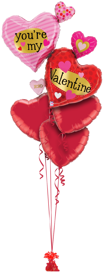 You're My Valentine Multi Hearts Balloon Bunch