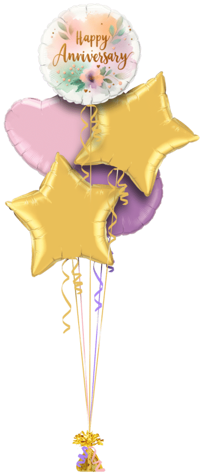 Anniversary Gold Script Balloon Bunch