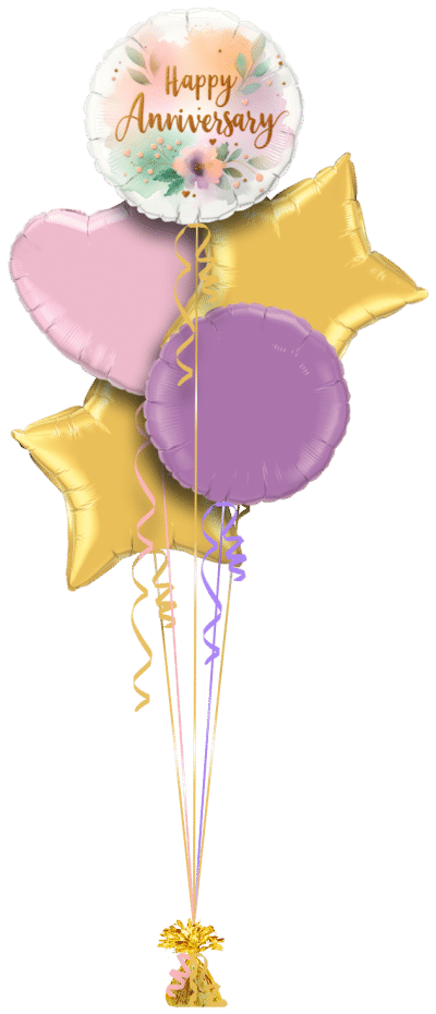 Anniversary Gold Script Balloon Bunch