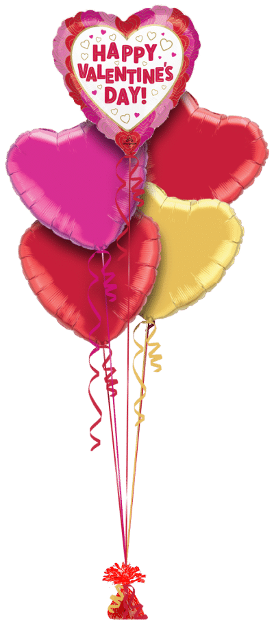 Valentines Happy Hearts Balloon Bunch