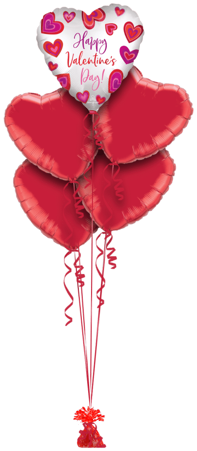 Happy Valentine's Day Heart Balloon Bunch