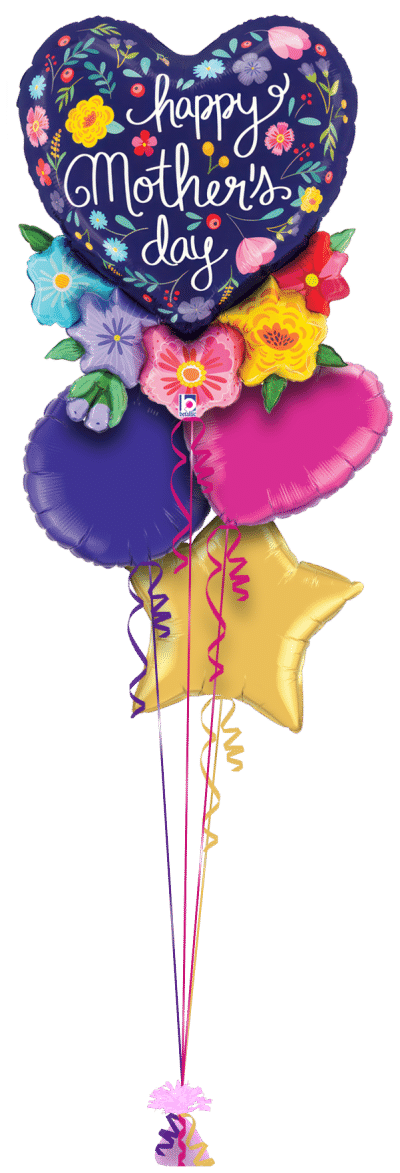 Mother's Day Giant Floral Heart Balloon Bunch