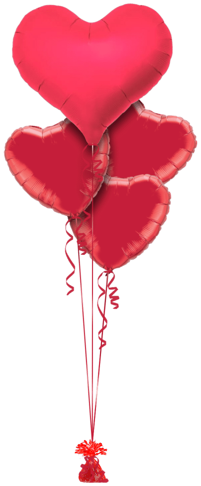 Long Life Blushing Red Heart Balloon Bunch
