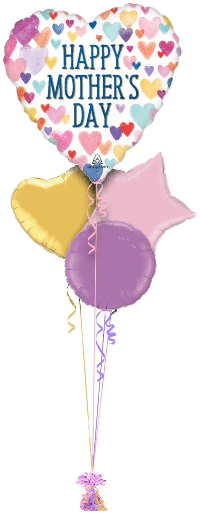 Mothers Day Giant Heart Balloon Bunch