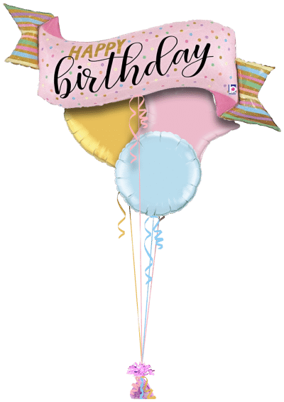 Pink Birthday Banner Balloon Bunch