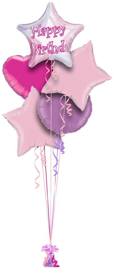 Birthday Shimmer Pink Balloon Bunch