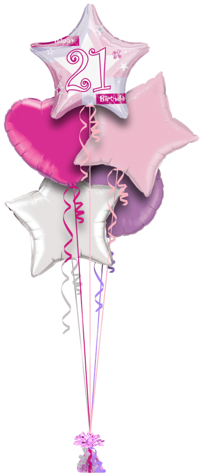 Birthday Shimmer Pink 21st Balloon Bunch