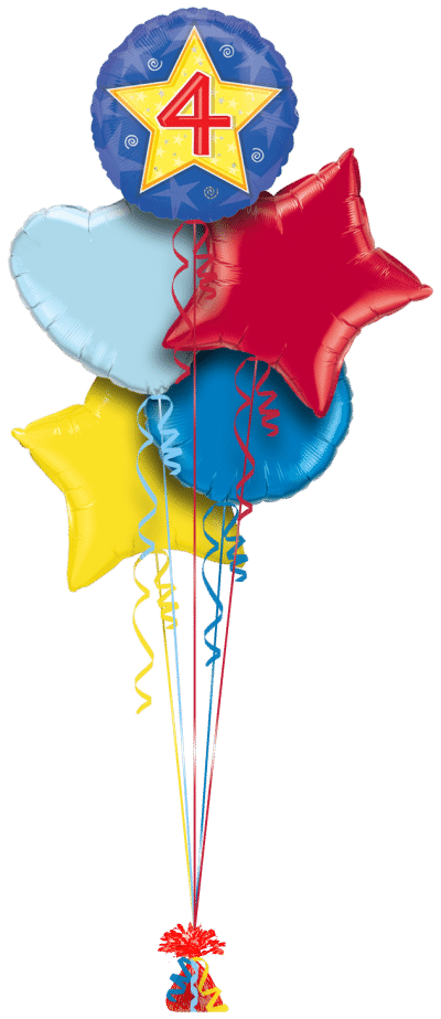 Star Birthday 4 Balloon Bunch