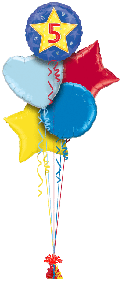 Star Birthday 5 Balloon Bunch