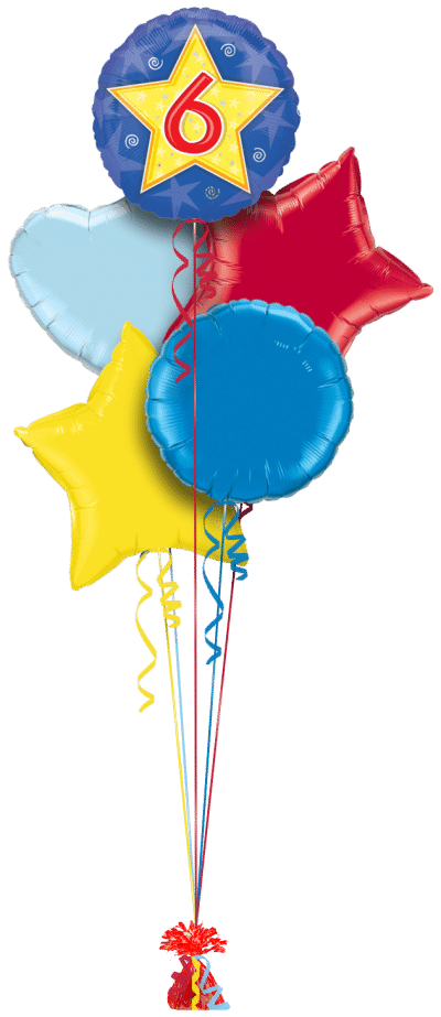 Star Birthday 6 Balloon Bunch