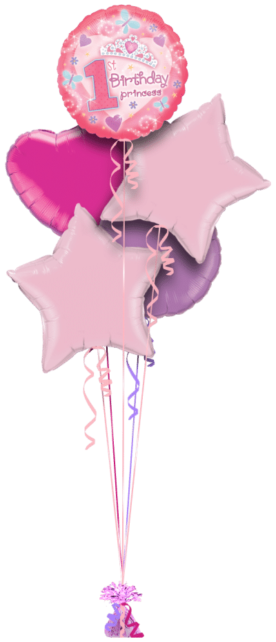  1st Birthday Princess Balloon Bunch