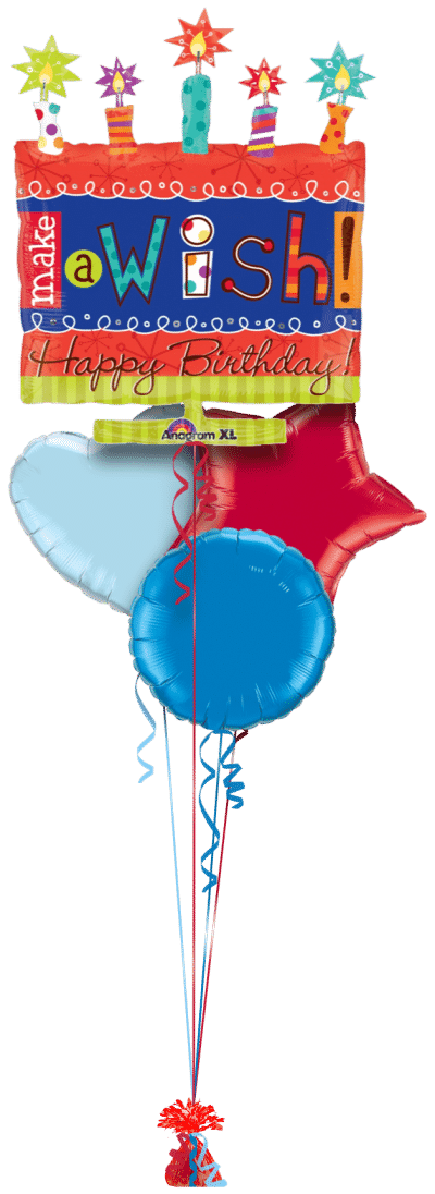 Make a Wish Cake Balloon Bunch
