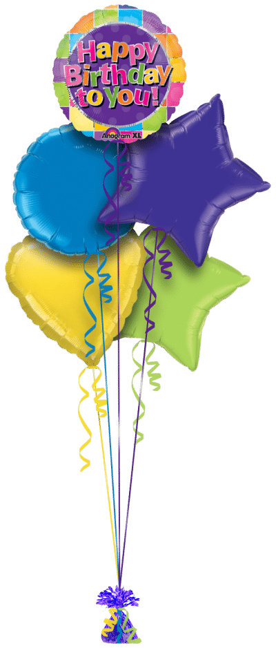 Colourful Happy Birthday Balloon Bunch