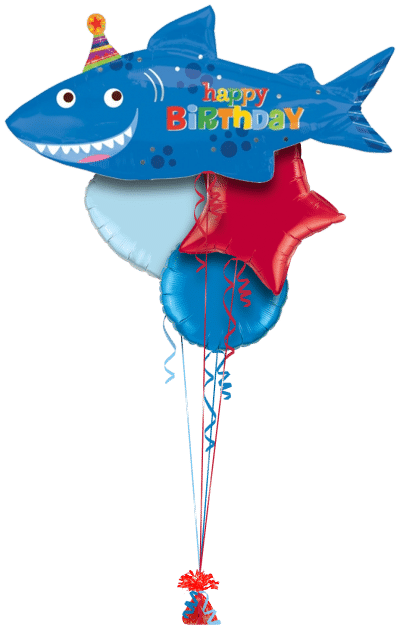 Happy Shark Birthday Balloon Bunch