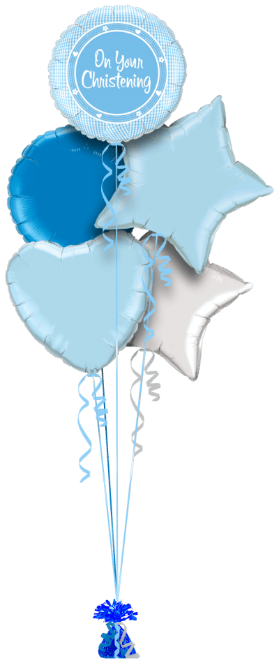 On Your Christening Boy Balloon Bunch