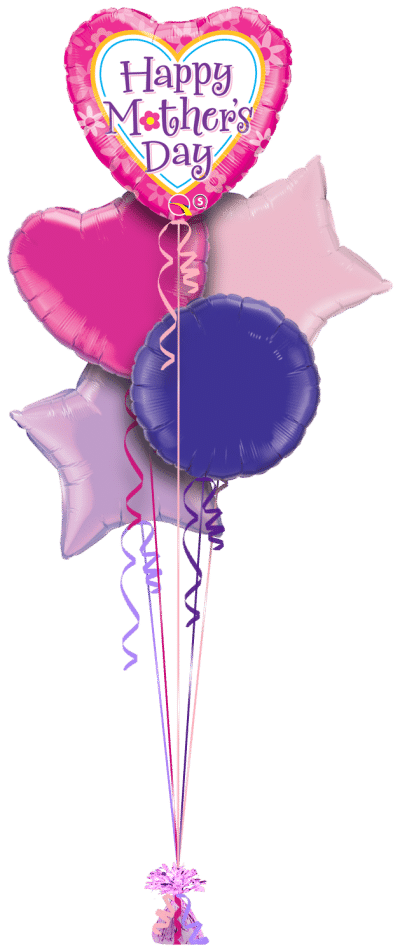 Fresh Flowers Mothers Days Balloon Bunch