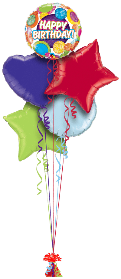 Birthday Colourful Sparkle Balloon Bunch