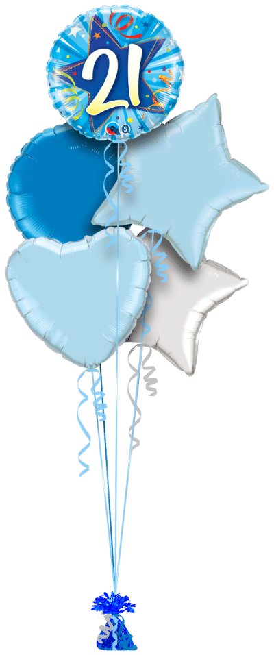 21st Blue Star Balloon Bunch