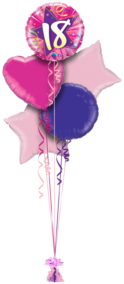 18th pink Star Balloon Bunch