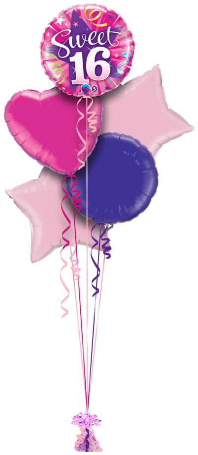 Sweet 16 Pink Star Balloon Bunch