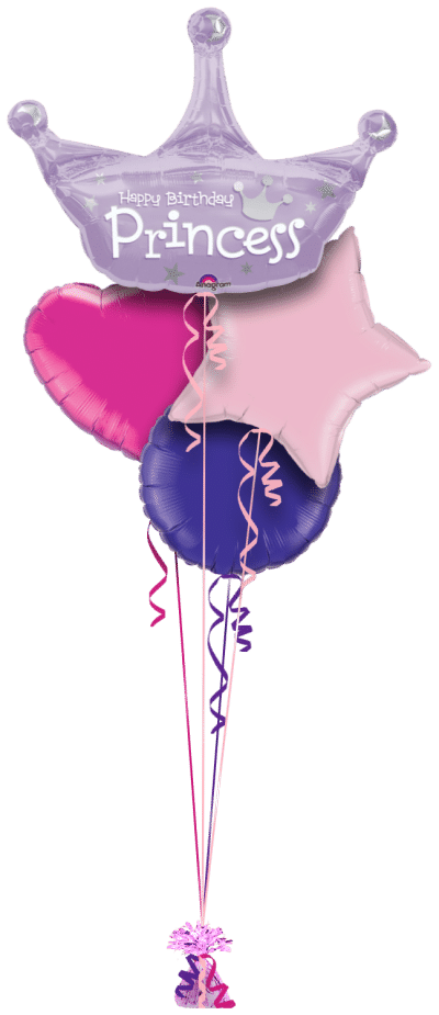 Birthday Princess Crown Balloon Bunch