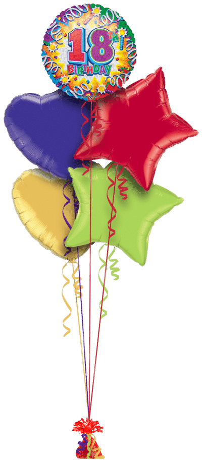 18th Birthday Ribbons Balloon Bunch