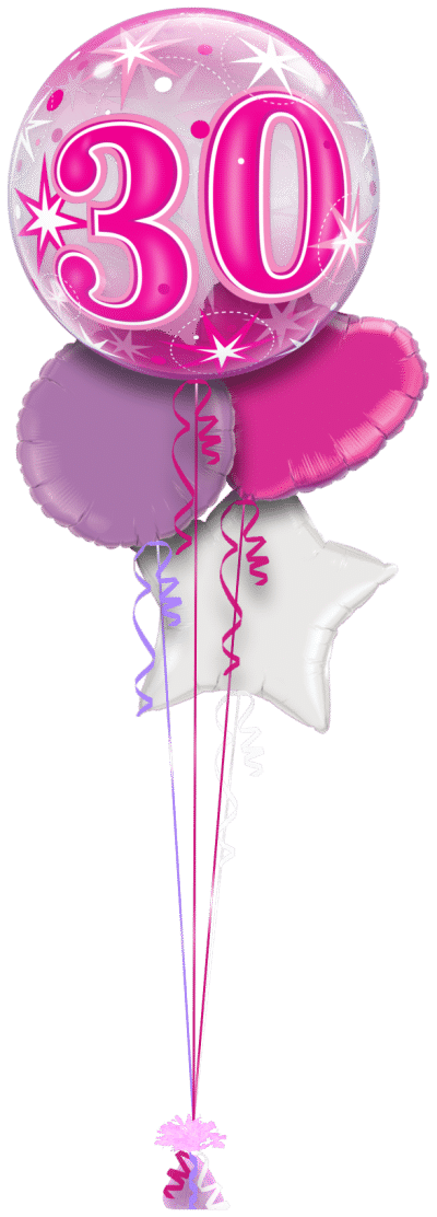 Pink 30th Birthday Bubble Balloon Bunch