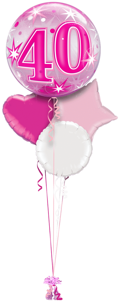 Pink 40th Birthday Bubble Balloon Bunch