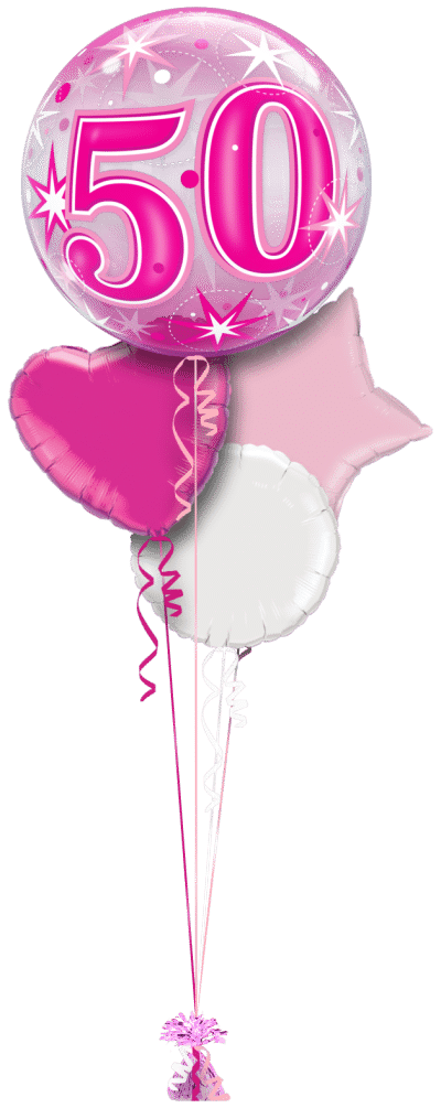 Pink 50th Birthday Bubble Balloon Bunch